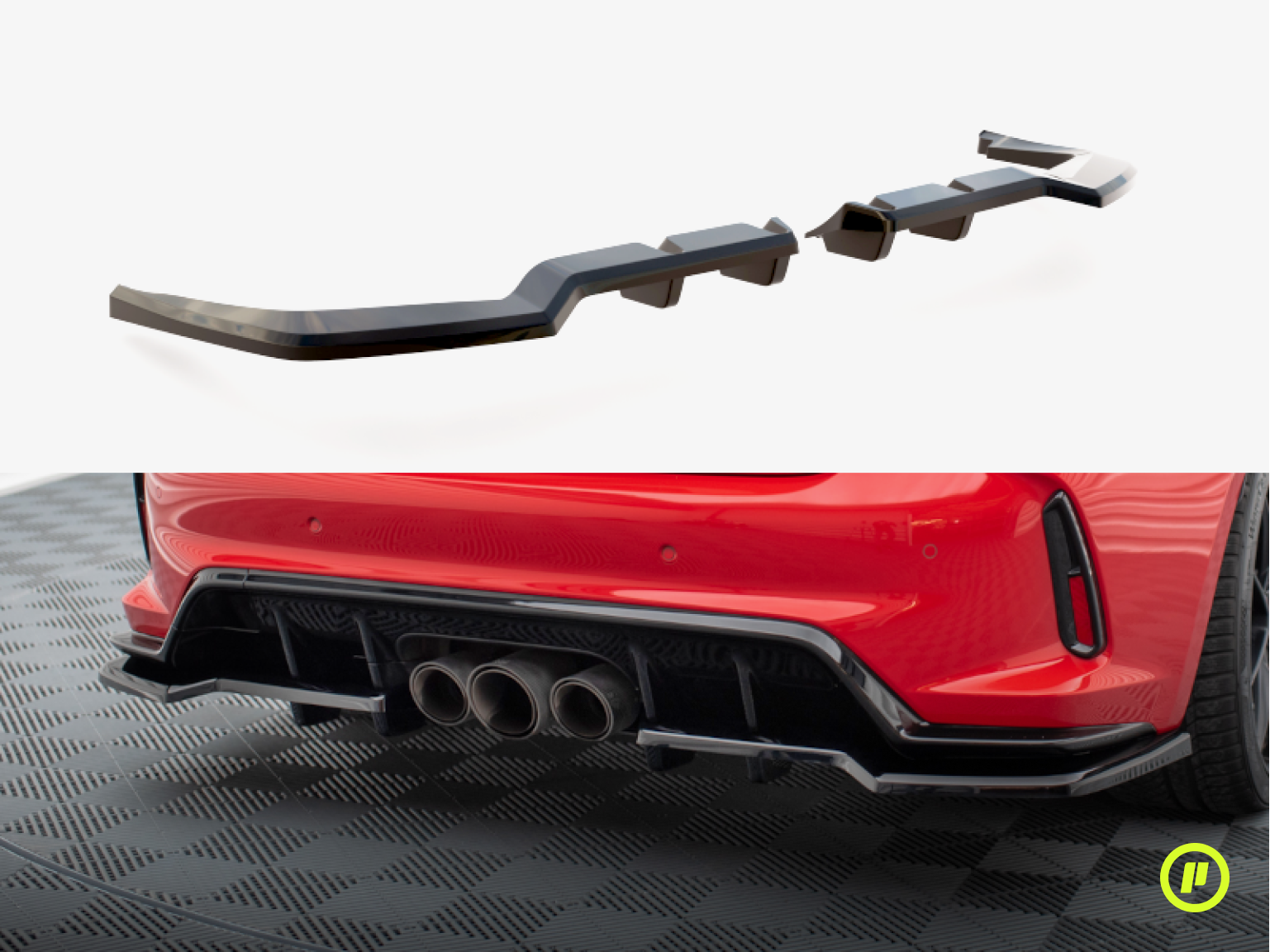 Maxton Design - Central Rear Splitter (With Vertical Bars) v1 for Honda Civic Type-R (MK11 2023+)