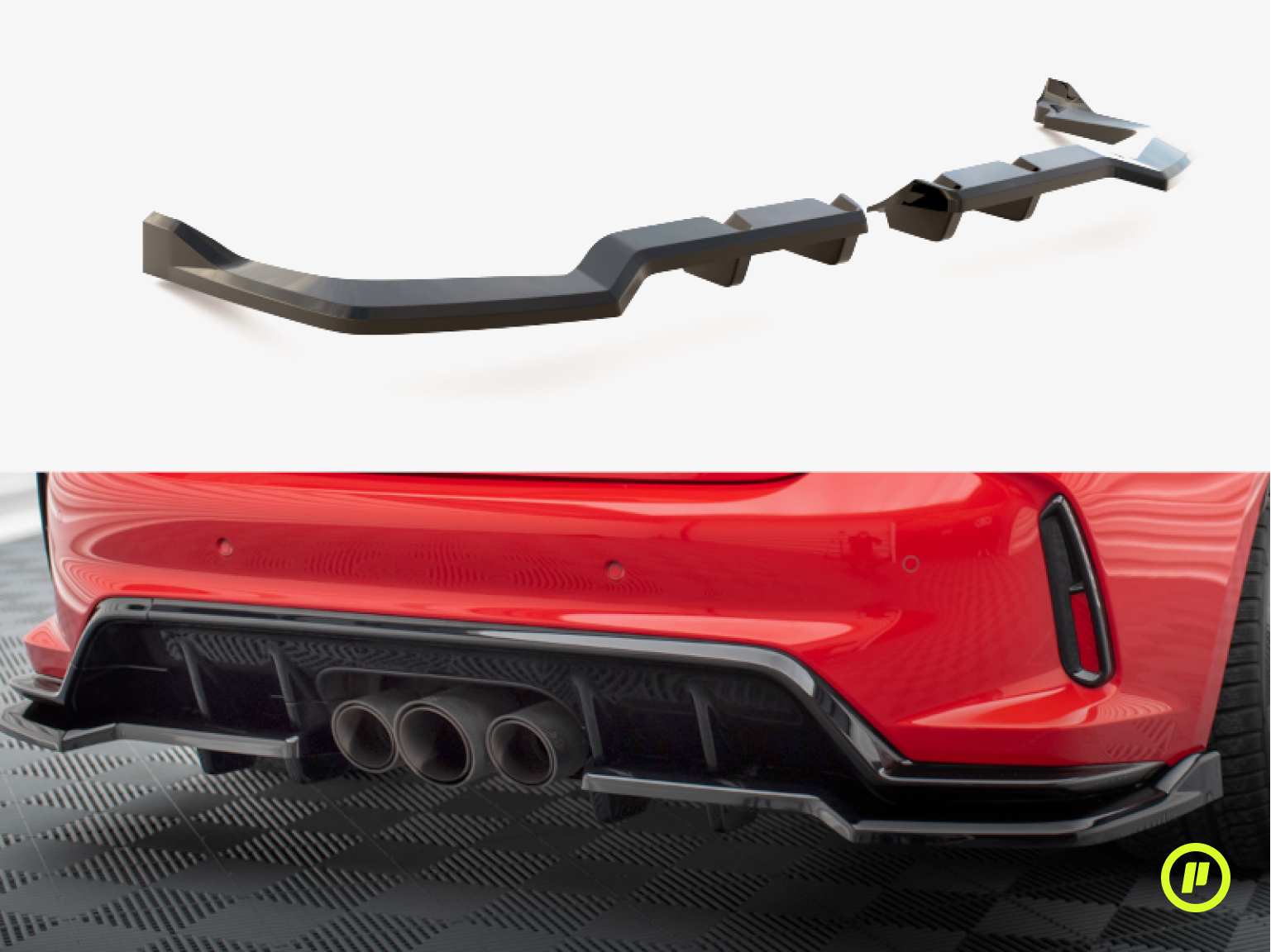 Maxton Design - Central Rear Splitter (With Vertical Bars) v2 for Honda Civic Type-R (MK11 2023+)