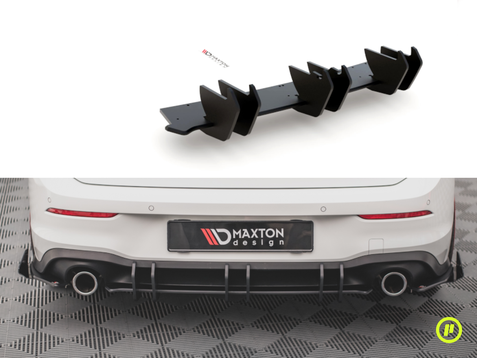Maxton Design - Racing Durability Rear Diffuser v2 + LED Stop Light for Volkswagen Golf 8 GTI (Mk8 2019+)