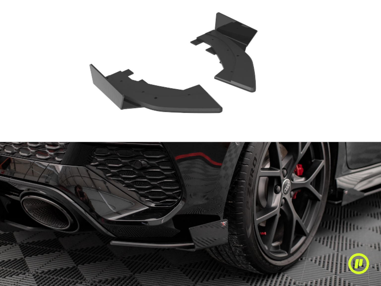 Maxton Design - Street Pro hintere Seitensplitter + Flaps für Audi RS3 Sportback (8J 2020+)